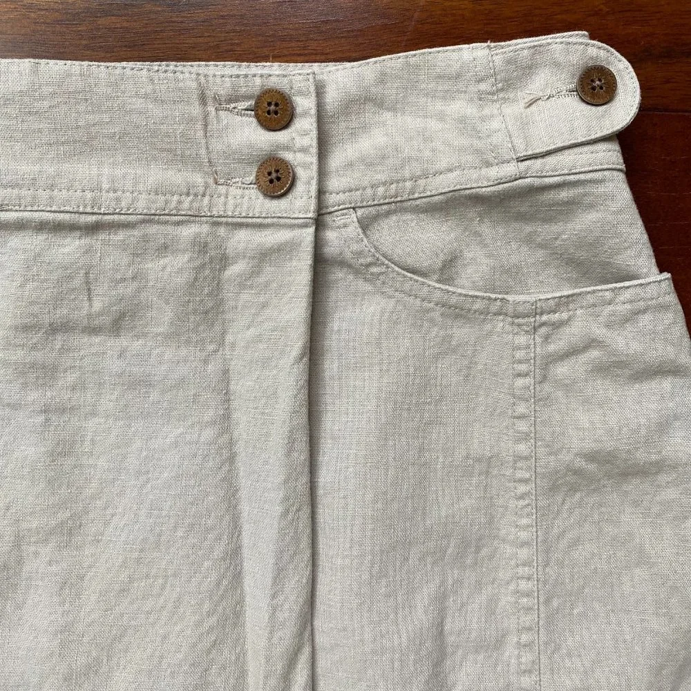 Woolrich Linen Cotton Blend Kayla Skirt Wrap Style Dark Stone Size 12 Preppy - Picture 2 of 11